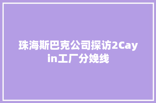 珠海斯巴克公司探访2Cayin工厂分娩线