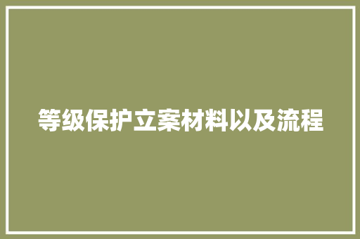 等级保护立案材料以及流程