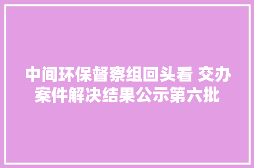 中间环保督察组回头看 交办案件解决结果公示第六批
