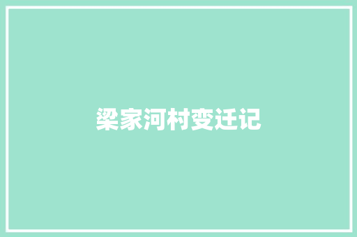 梁家河村变迁记