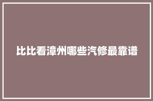 比比看漳州哪些汽修最靠谱