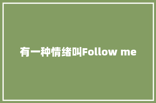 有一种情绪叫Follow me