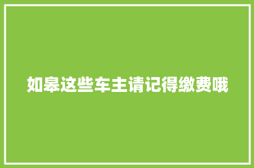 如皋这些车主请记得缴费哦