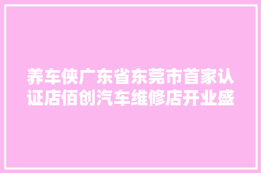 养车侠广东省东莞市首家认证店佰创汽车维修店开业盛典