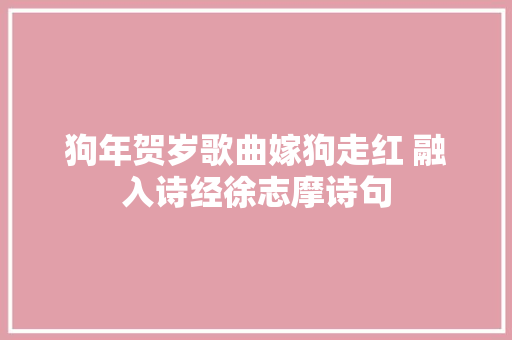 狗年贺岁歌曲嫁狗走红 融入诗经徐志摩诗句