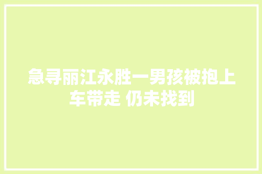 急寻丽江永胜一男孩被抱上车带走 仍未找到