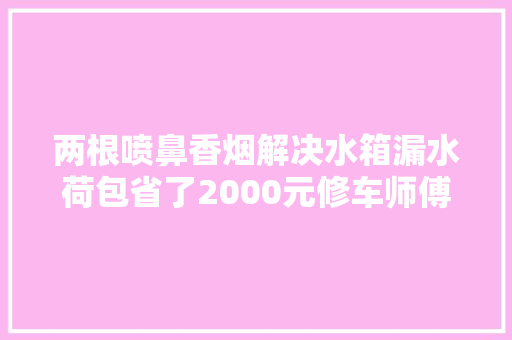 两根喷鼻香烟解决水箱漏水荷包省了2000元修车师傅都气哭了