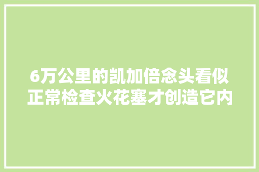 6万公里的凯加倍念头看似正常检查火花塞才创造它内部漏机油