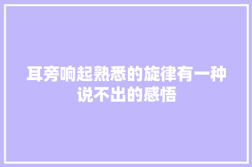 耳旁响起熟悉的旋律有一种说不出的感悟