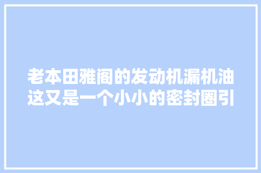 老本田雅阁的发动机漏机油这又是一个小小的密封圈引起的故障
