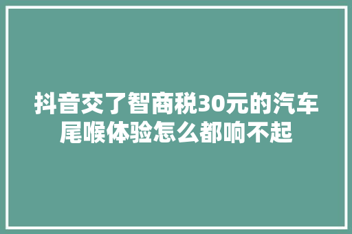 抖音交了智商税30元的汽车尾喉体验怎么都响不起 汽车知识