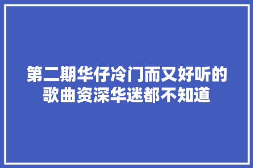 第二期华仔冷门而又好听的歌曲资深华迷都不知道