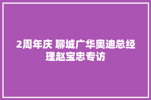 2周年庆 聊城广华奥迪总经理赵宝忠专访