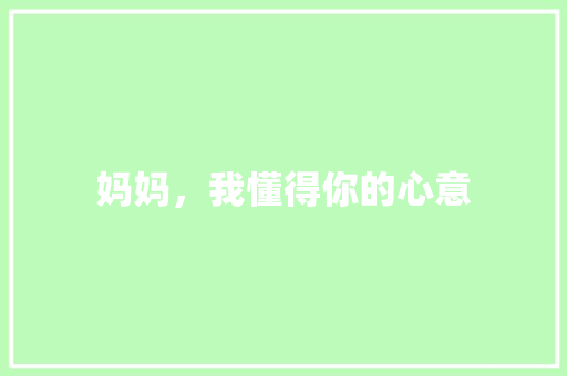 妈妈，我懂得你的心意