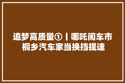 追梦高质量①丨哪吒闹车市 桐乡汽车家当换挡提速