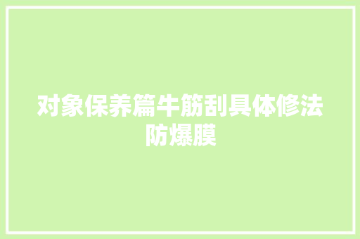 对象保养篇牛筋刮具体修法防爆膜