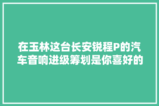 在玉林这台长安锐程P的汽车音响进级筹划是你喜好的嘛
