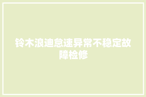 铃木浪迪怠速异常不稳定故障检修