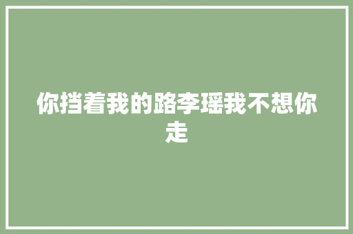 你挡着我的路李瑶我不想你走 休闲娱乐