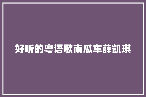 好听的粤语歌南瓜车薛凯琪