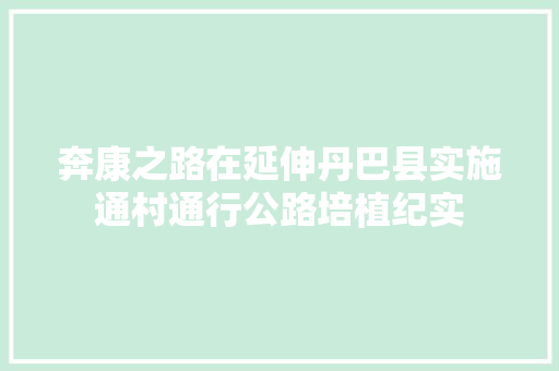 奔康之路在延伸丹巴县实施通村通行公路培植纪实