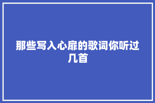 那些写入心扉的歌词你听过几首