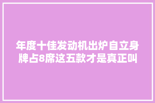 年度十佳发动机出炉自立身牌占8席这五款才是真正叫好又叫座