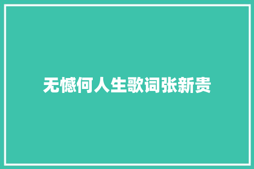 无憾何人生歌词张新贵