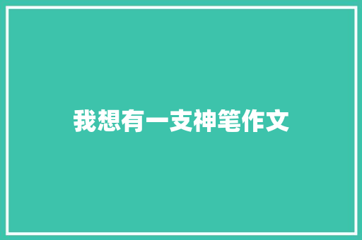 我想有一支神笔作文