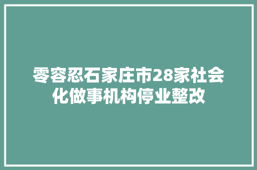 零容忍石家庄市28家社会化做事机构停业整改
