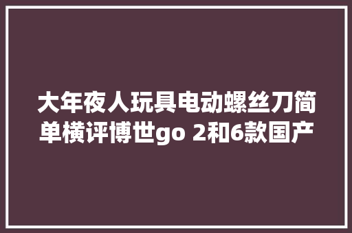 大年夜人玩具电动螺丝刀简单横评博世go 2和6款国产替代品