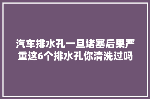 汽车排水孔一旦堵塞后果严重这6个排水孔你清洗过吗