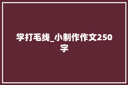 学打毛线_小制作作文250字