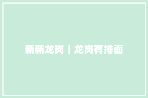 新新龙岗｜龙岗有排面