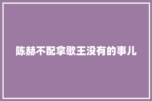 陈赫不配拿歌王没有的事儿