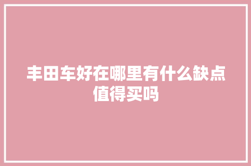 丰田车好在哪里有什么缺点值得买吗