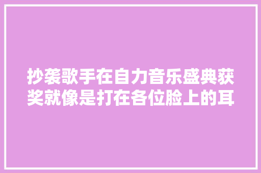 抄袭歌手在自力音乐盛典获奖就像是打在各位脸上的耳光