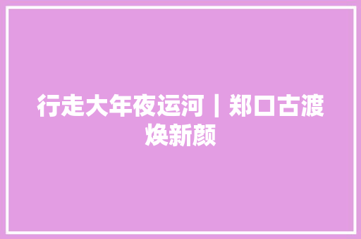 行走大年夜运河｜郑口古渡焕新颜