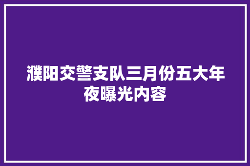 濮阳交警支队三月份五大年夜曝光内容