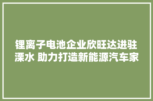 锂离子电池企业欣旺达进驻溧水 助力打造新能源汽车家本地标