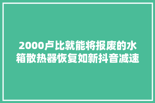 2000卢比就能将报废的水箱散热器恢复如新抖音减速带