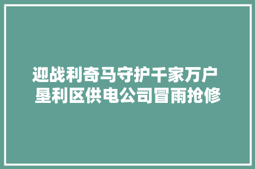 迎战利奇马守护千家万户 垦利区供电公司冒雨抢修