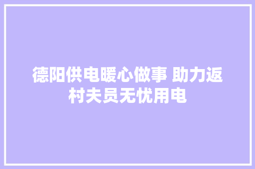 德阳供电暖心做事 助力返村夫员无忧用电