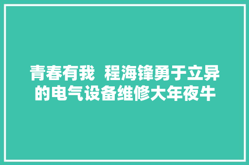 青春有我  程海锋勇于立异的电气设备维修大年夜牛