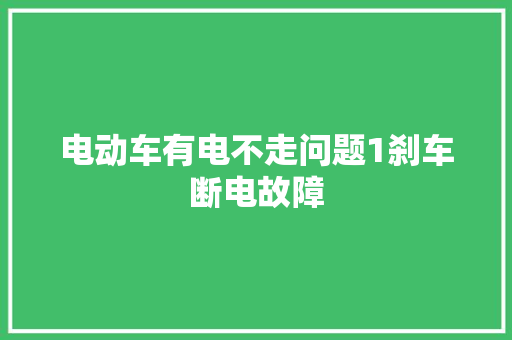 电动车有电不走问题1刹车断电故障