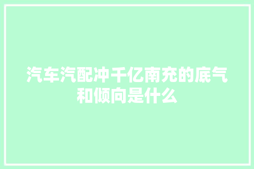 汽车汽配冲千亿南充的底气和倾向是什么