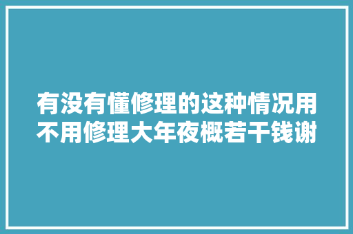 有没有懂修理的这种情况用不用修理大年夜概若干钱谢啦