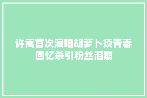许嵩首次演唱胡萝卜须青春回忆杀引粉丝泪崩