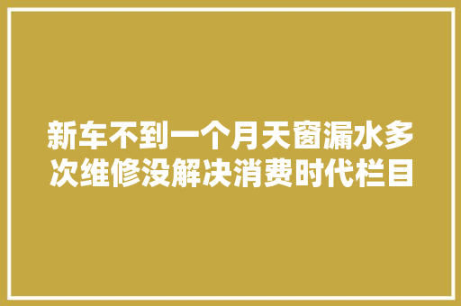 新车不到一个月天窗漏水多次维修没解决消费时代栏目介入获得赔偿