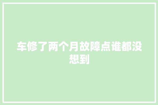 车修了两个月故障点谁都没想到
